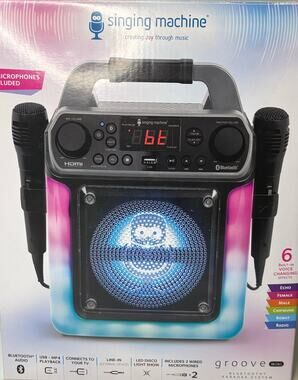 Groove Mini, Singing Machine, Portable Mini Karaoke Machine, 2 Wired Microphones
